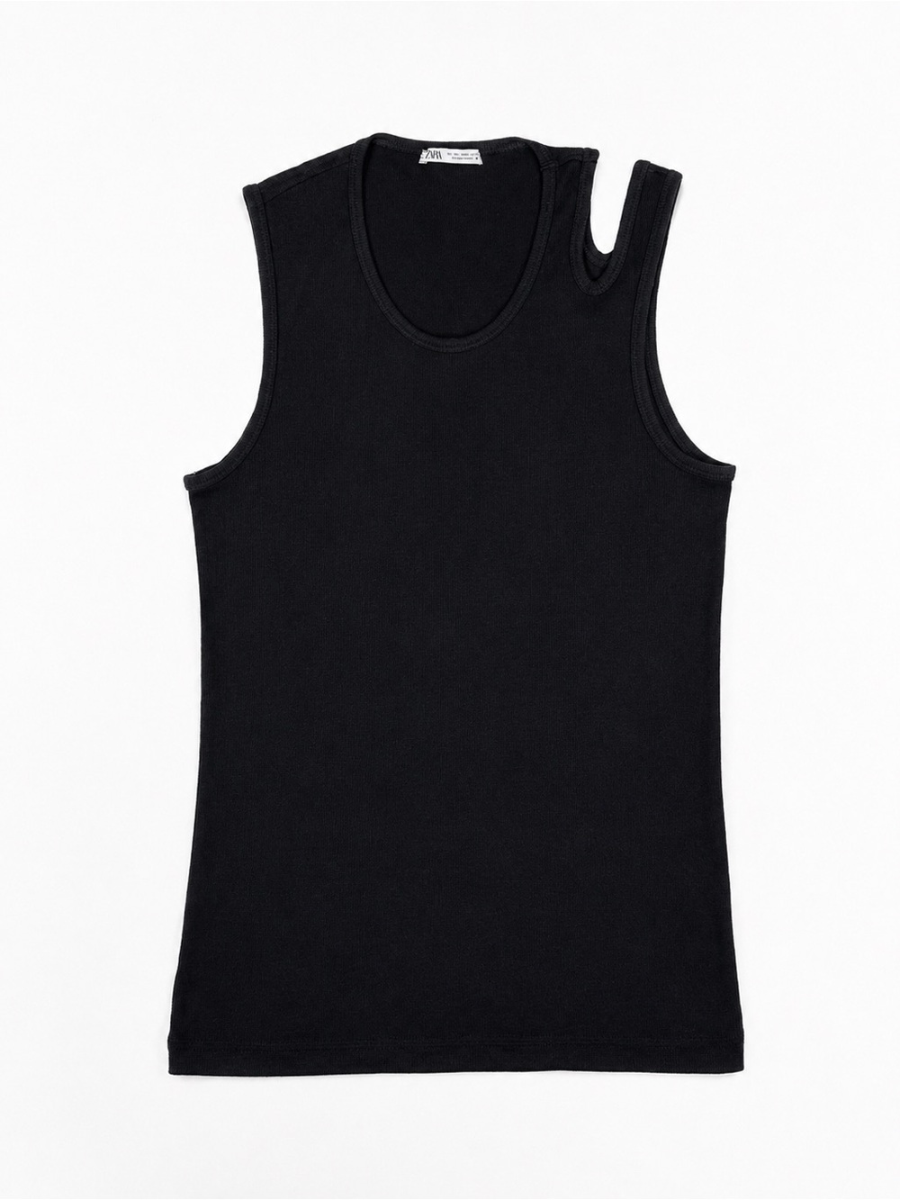 ZARA Black Men's Ribbed Tank Top with Shoulder Cutout Size Medium - Picture 2 of 6